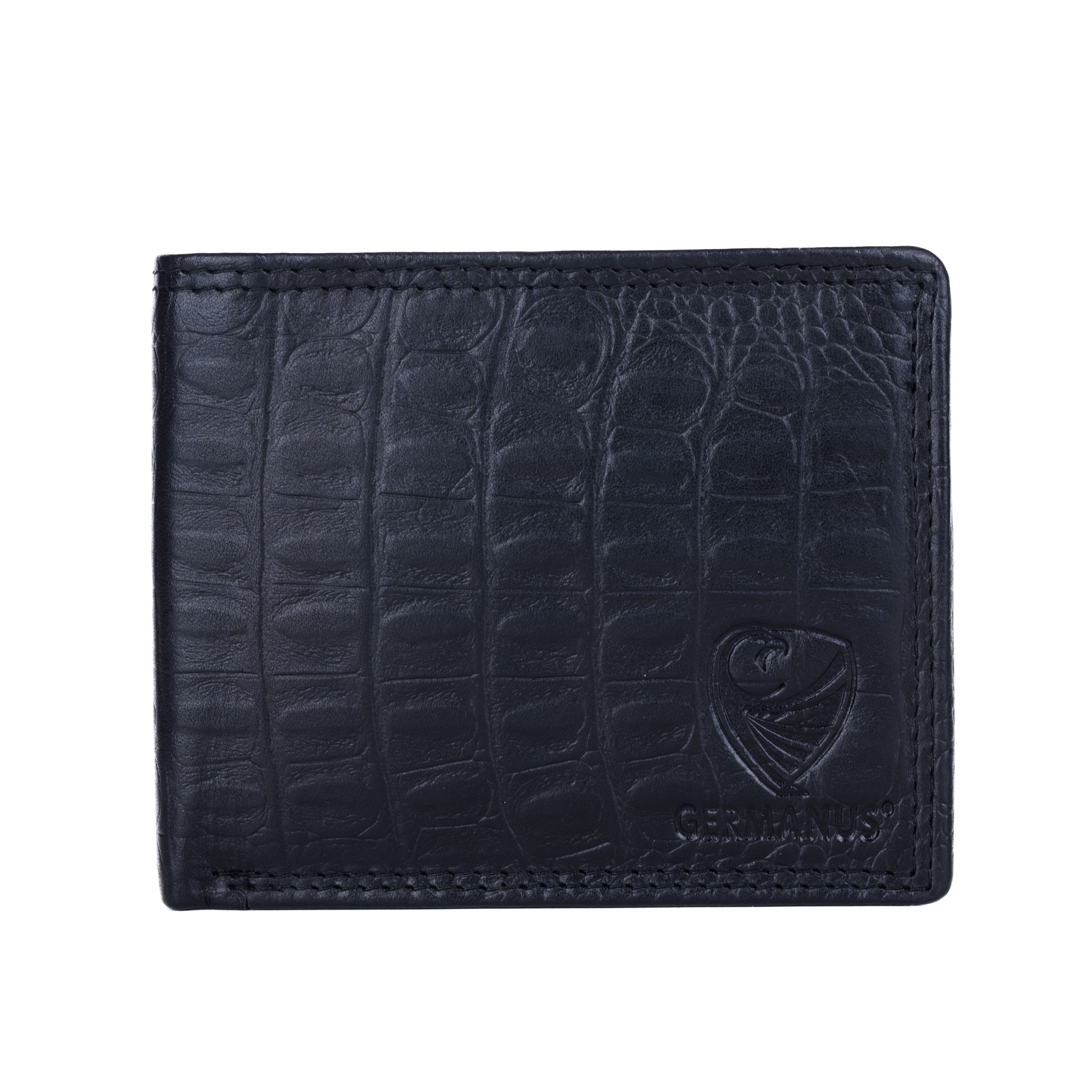 GERMANUS Geldbörse aus Leder, Max Croco schwarz